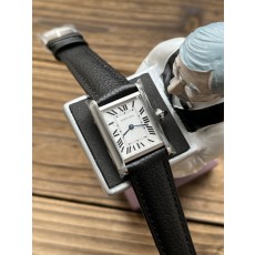 AF  까르띠에 탱크 22MM 머스트 라지 스틸 화이트다이얼 가죽스트랩