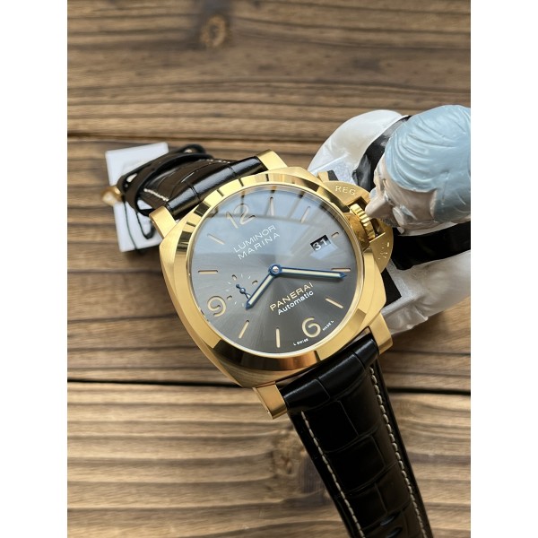 VSF 파네라이 PAM1115 옐로우골드금통 그레이다이얼 블루핸즈 가죽스트랩 
