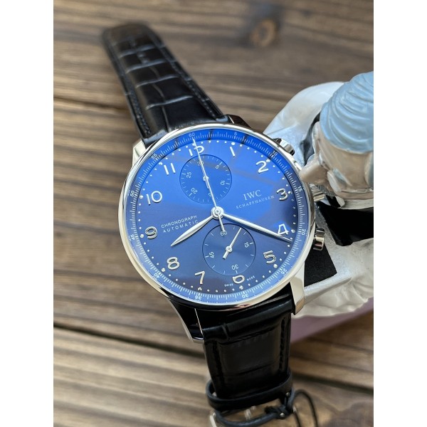 ZF IWC 포르투기저 크로노그래프 블루다이얼 블랙가죽스트랩