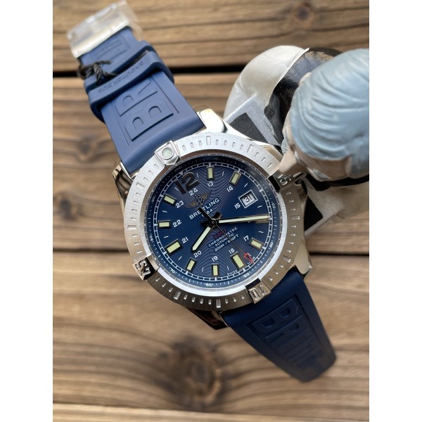 TF 브라이틀링 콜트 오토매틱 44mm 블루 다이얼 블루 러버 스트랩