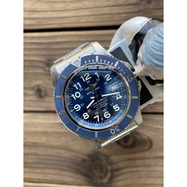 TF 브라이틀링 슈퍼오션 44mm 블루 다이얼 스틸 브레이슬릿