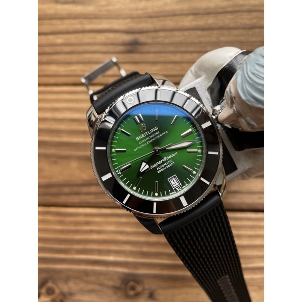BLS 42MM 브라이틀링 슈퍼오션 헤리티지 B20 오토매틱 42mm 블랙 러버 그린 솔리드백