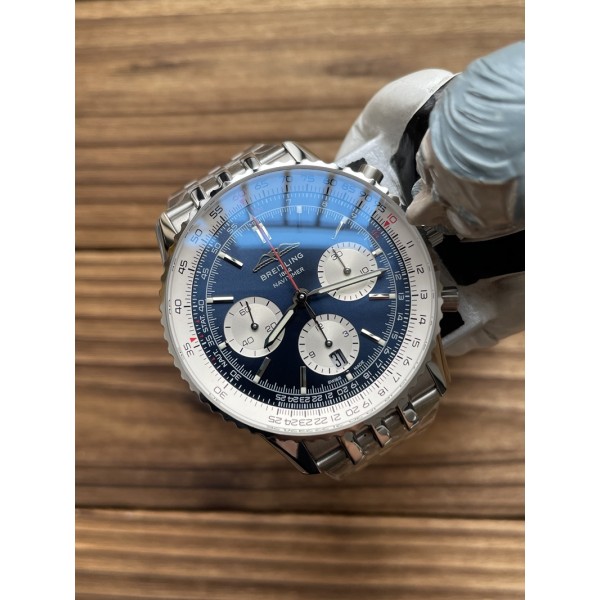 BLS 브라이틀링 내비타이머 B01 크로노그래프 43mm 스테인리스 스틸 블루