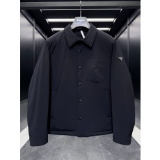프라다 Re-Nylon 리나일론 남성 셔츠형 구스다운 재킷 블랙
