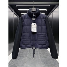 몽클레르 Cardigan Tricot 여성 스퀘어 퀼팅 니트 믹스 구스다운 가디건 네이비