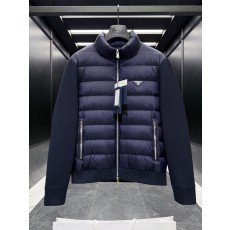 PRADA 클래식 니트 믹스 구스다운 패딩 재킷 네이비