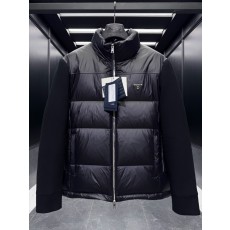 PRADA 클래식 니트 믹스 구스다운 패딩 재킷