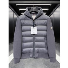 몽클레르 Cardigan Tricot 남성 캐시미어 울 믹스 후드 패딩 니트 가디건 그레이