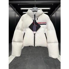 프라다 리네아 로사 여성 크롭 후드 구스다운 재킷 화이트